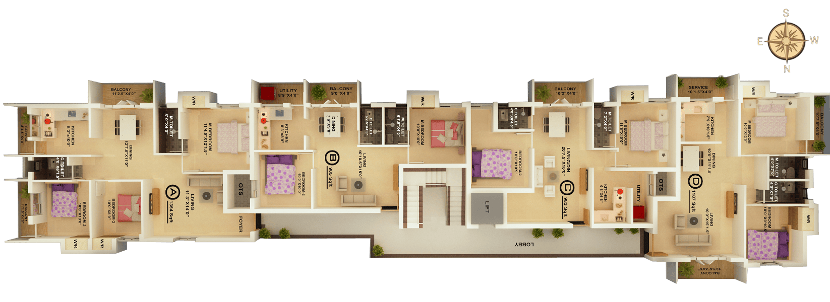 2,3,4 Typical floor plan