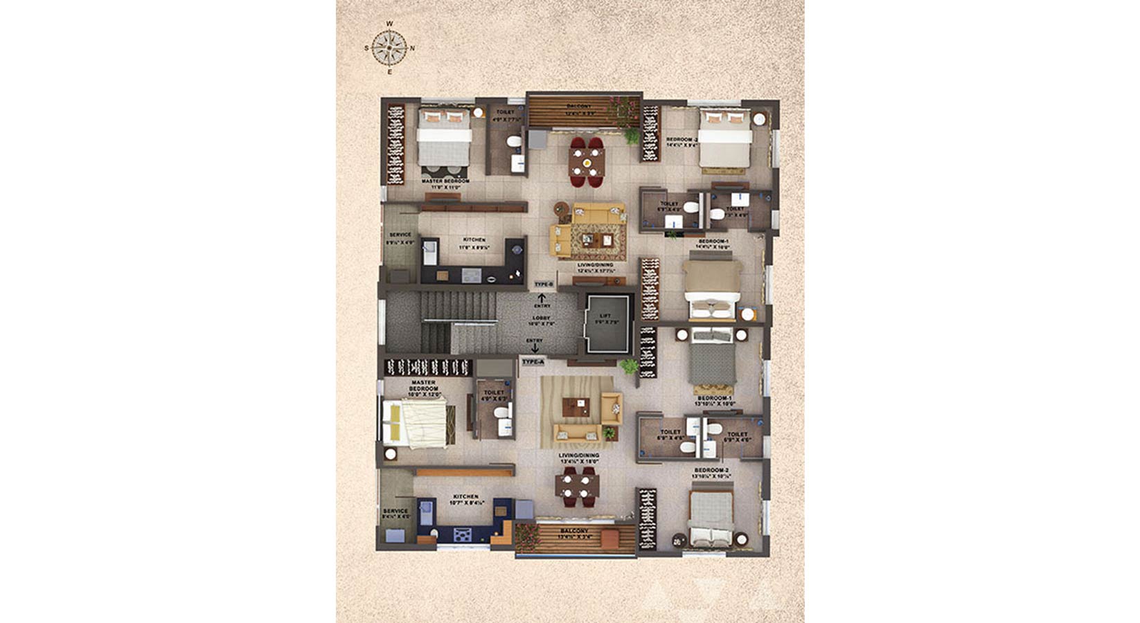Typical-floor-plan (Stilt + 5 Floors)